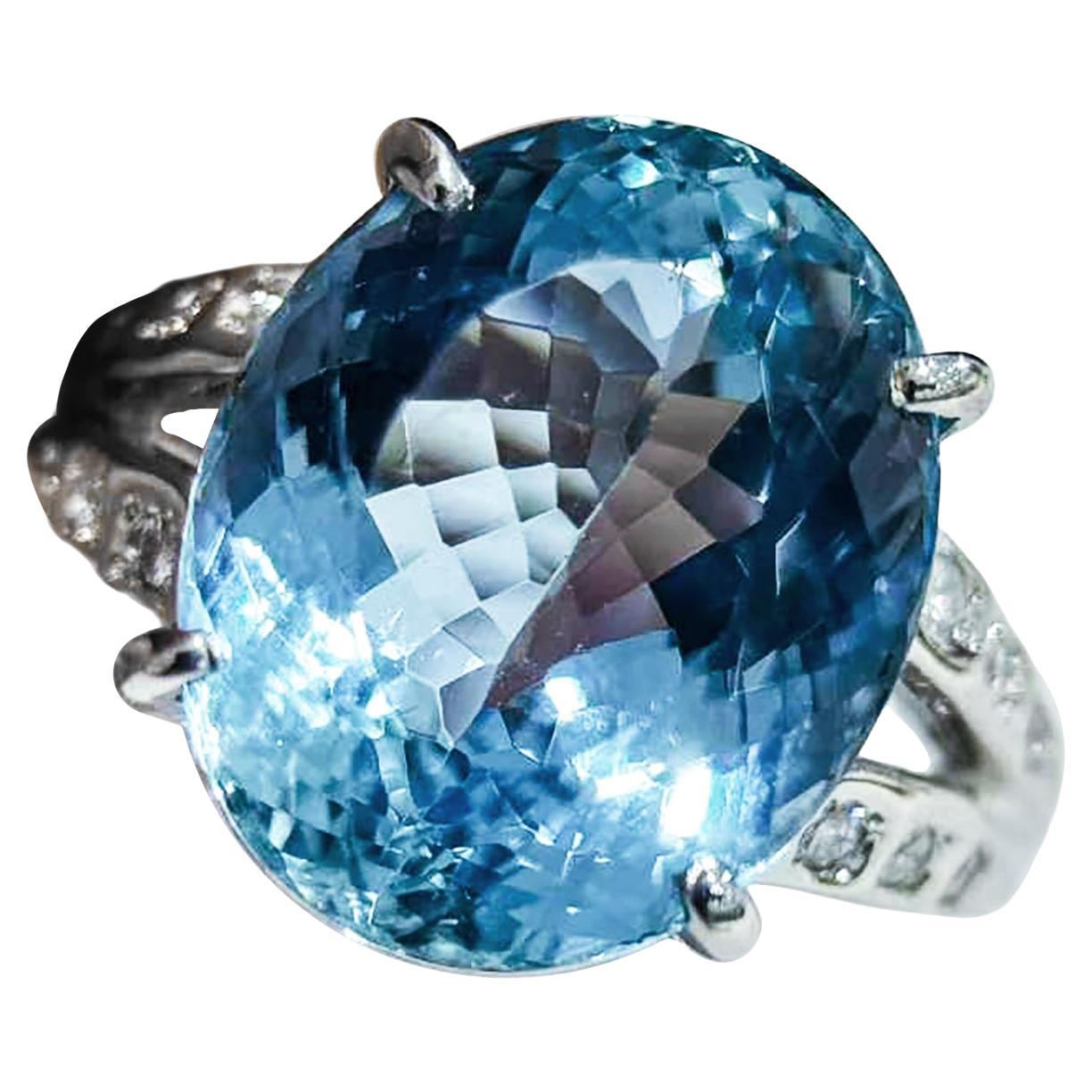 【Caelmare】8.04ct Santa Maria Blauer Aquamarin & Diamant Platin Ring