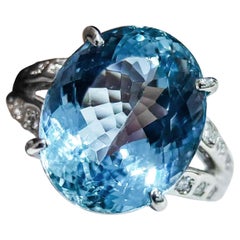 【Caelmare】8.04ct Santa Maria Blauer Aquamarin & Diamant Platin Ring