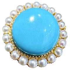 【Caelmare】Empress Halo Türkis & Baby Akoya Perle Ring