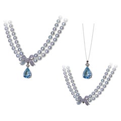 【Caelmare】Saint Maria Aquamarine Convertible Akoya Double-Strand