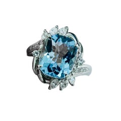 【Caelmare】St. Maria Blue 3.21ct Aquamarine & Diamond Platinum Ring