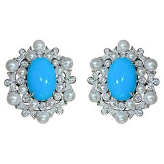 Orecchini a cerchio di stella in turchese e baby Akoya