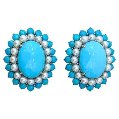 【Caelmare】Türkis und Baby Perle Strukturierte Ohrringe