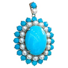 【Caelmare】Turquoise and Baby Pearl Structured Pendant
