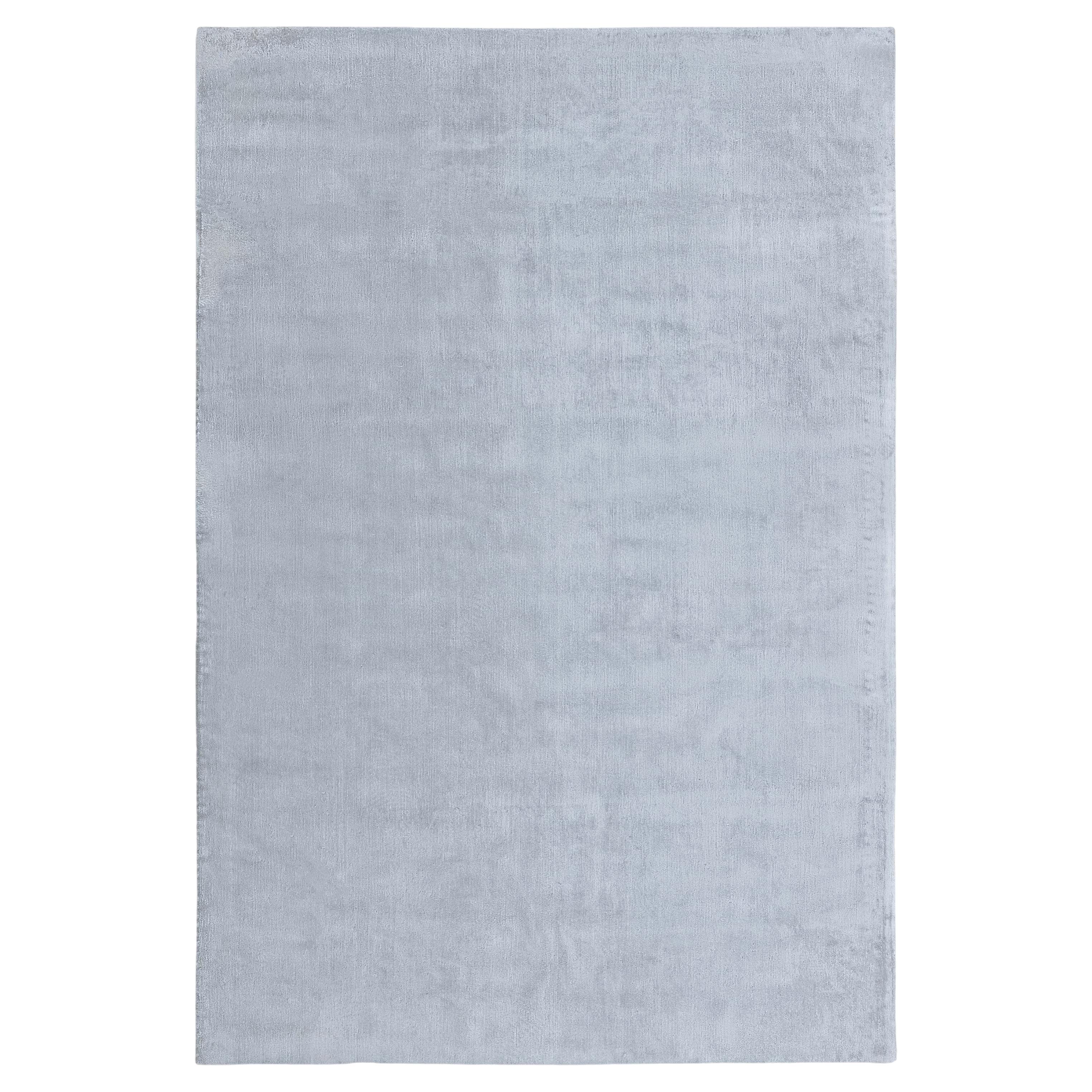 "Caelum" Contemporary Solid Light Gray Silk Carpet by Doris Leslie Blau