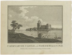Caernarvon Castle in North Wales – Antique English Engraving by A.Hogg, ca.1785