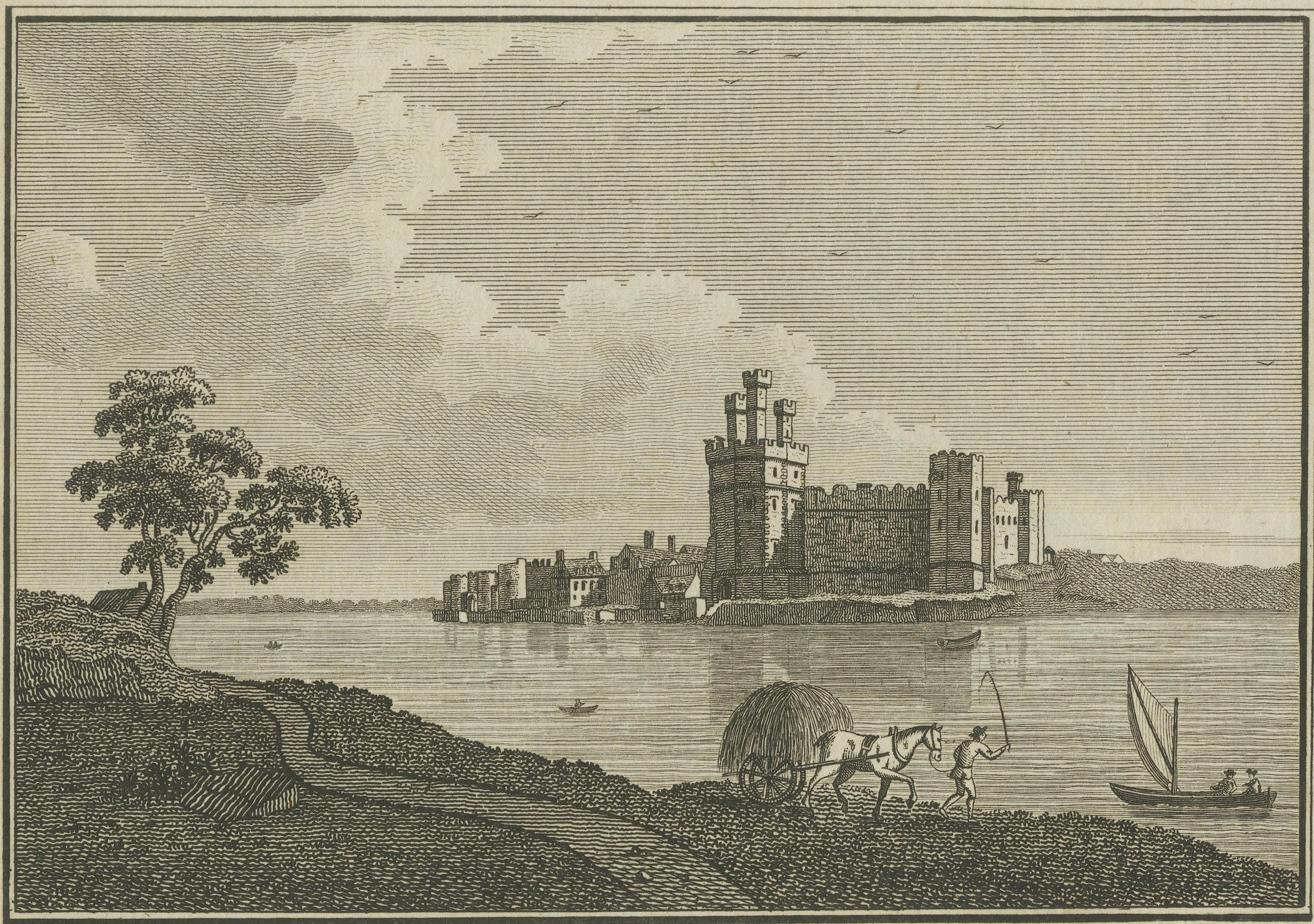 Caernarvon Castle in Nordwales - Antiker englischer Kupferstich von A. Hogg, ca. 1785 im Angebot 2