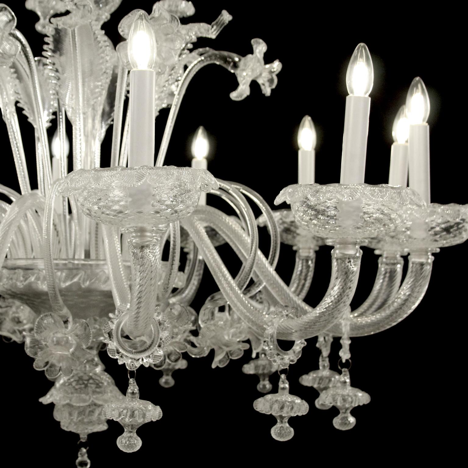 Italiano Lampadario veneziano a 12+6 bracci in cristallo artistico Caesar di Multiforme in vendita