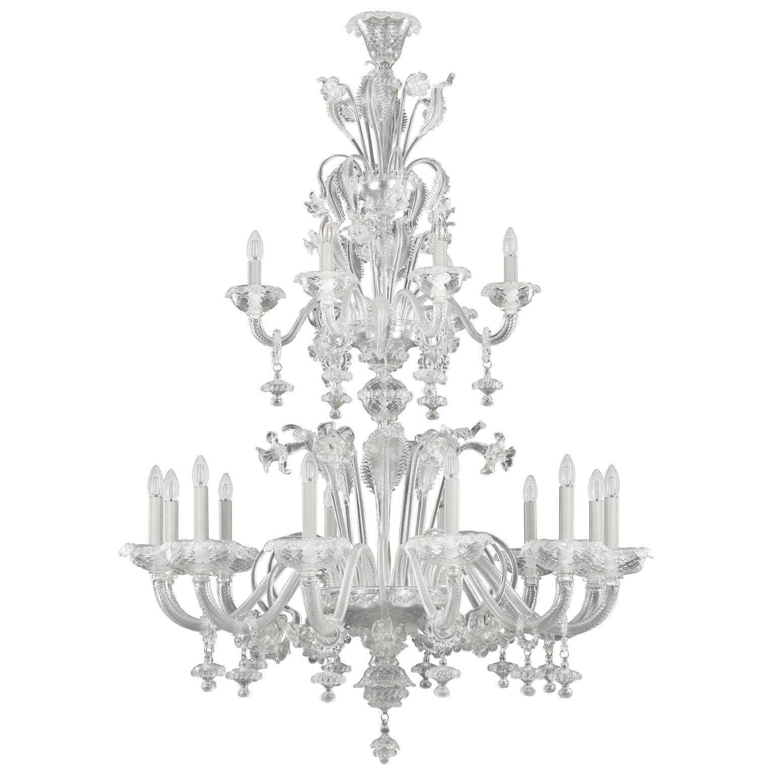 Venetian Chandelier 12+6 arms artistic Crystal Glass Caesar by Multiforme For Sale
