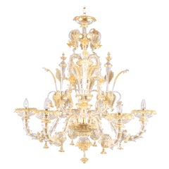 Lustre Rezzonico 6 bras en cristal de Murano ambré César par Multiforme