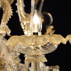Rezzonico Chandelier 6 arms Crystal Amber Murano Glass Caesar by Multiforme