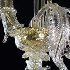 Rezzonico Chandelier 6 arms Crystal and Gold Details Caesar by Multiforme