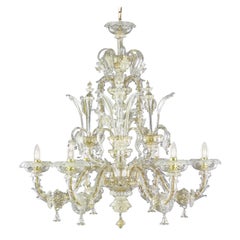 Rezzonico Chandelier 6 arms Crystal and Gold Details Caesar by Multiforme