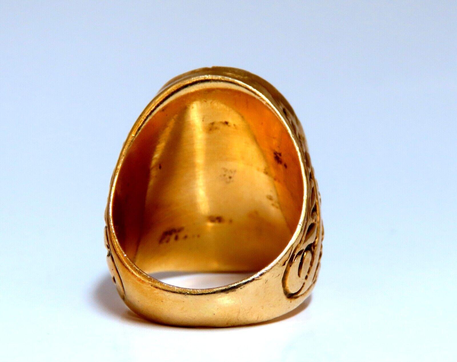 Round Cut Caesar Roman Noble Deco Vintage Ring 14 Karat 22G For Sale