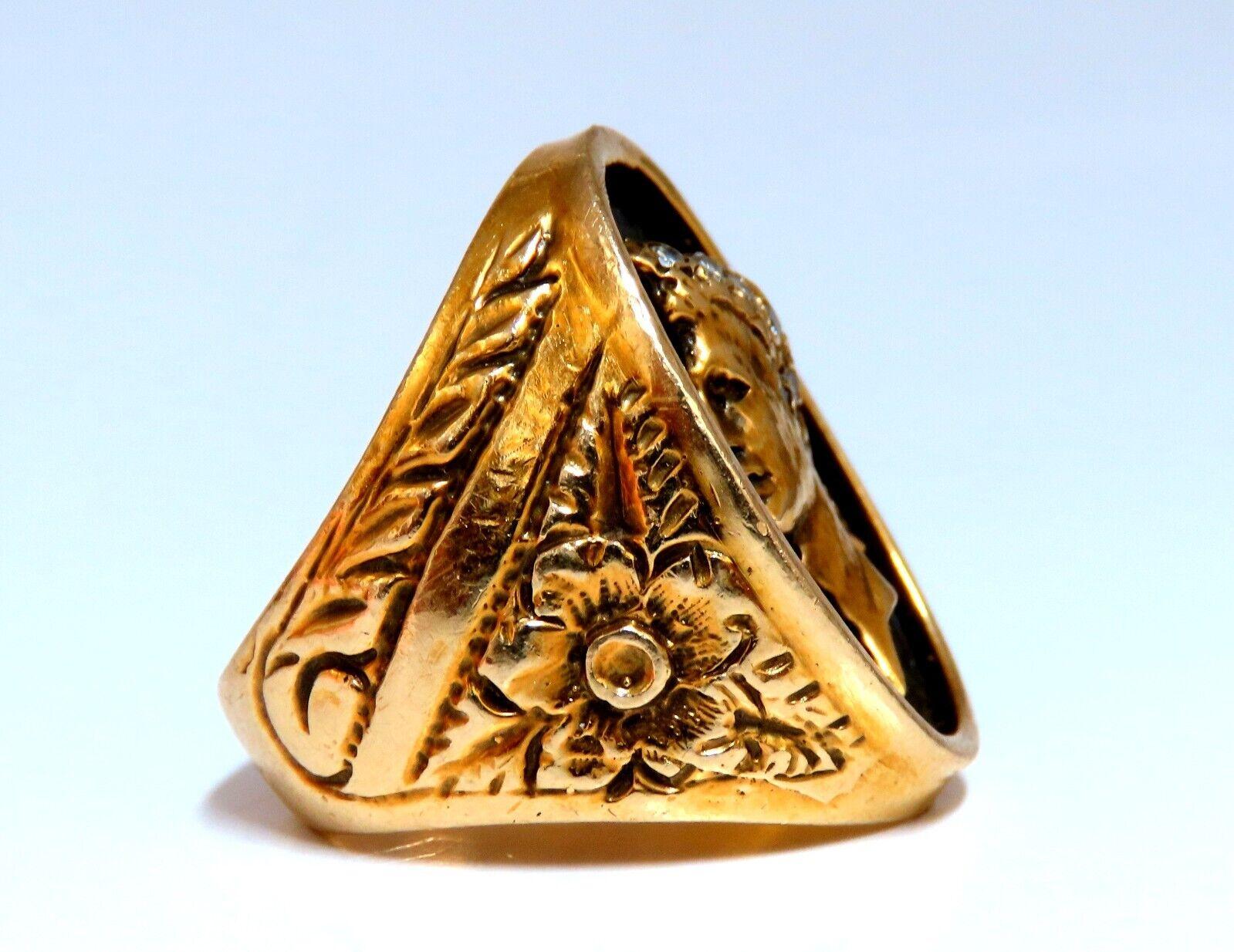 Caesar Roman Noble Deco Vintage Ring 14 Karat 22G In New Condition For Sale In New York, NY