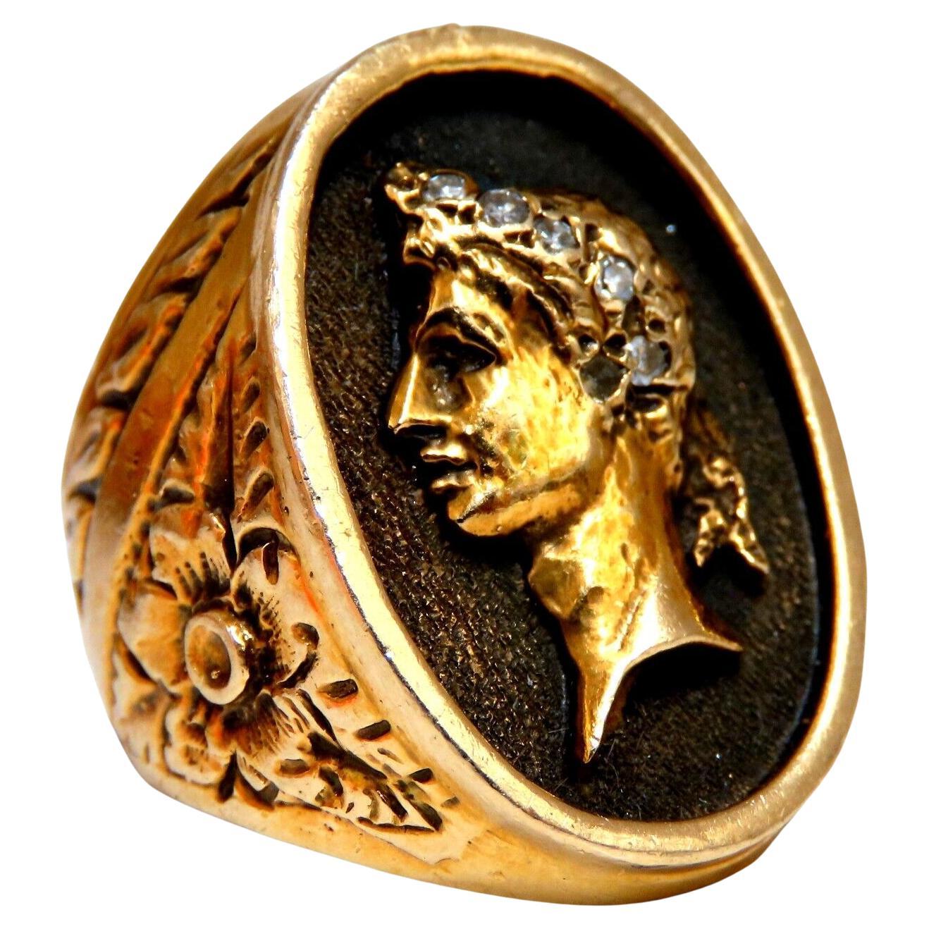 Caesar Roman Noble Deco Vintage Ring 14 Karat 22G For Sale