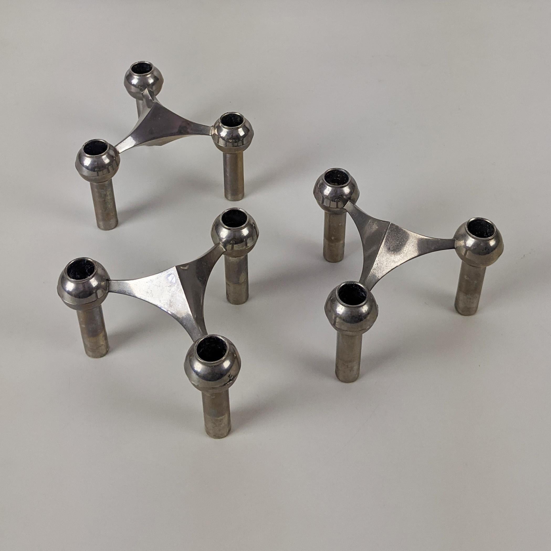 Caesar Stoffi for Nagel 'BMF', Set of 3 Modular Stacking Candleholders, 1970s 3