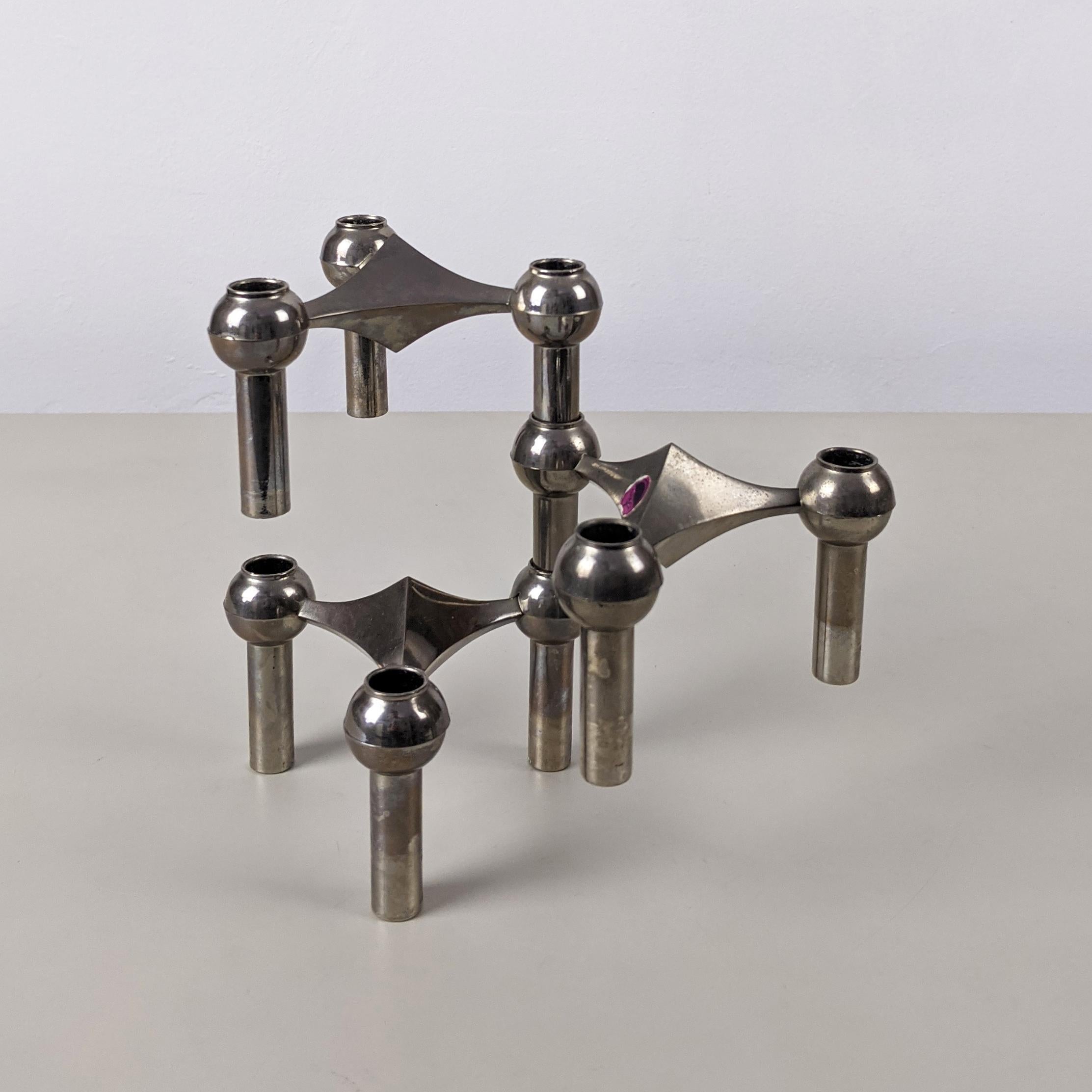 Caesar Stoffi for Nagel 'BMF', Set of 3 Modular Stacking Candleholders, 1970s In Good Condition In London, GB