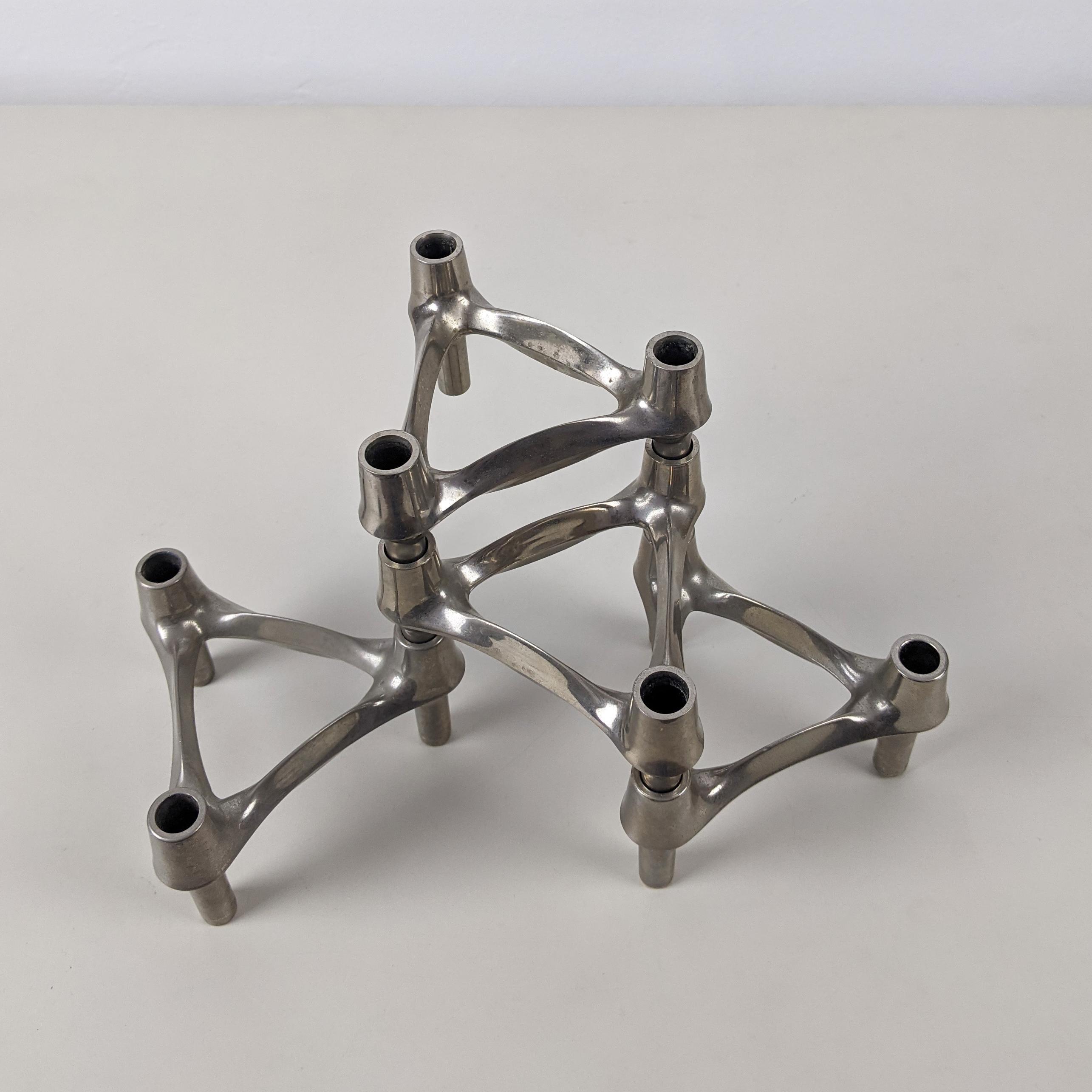 Mid-Century Modern Caesar Stoffi for Nagel 'BMF', Set of 4 Modular Stacking Candleholders, 1970s