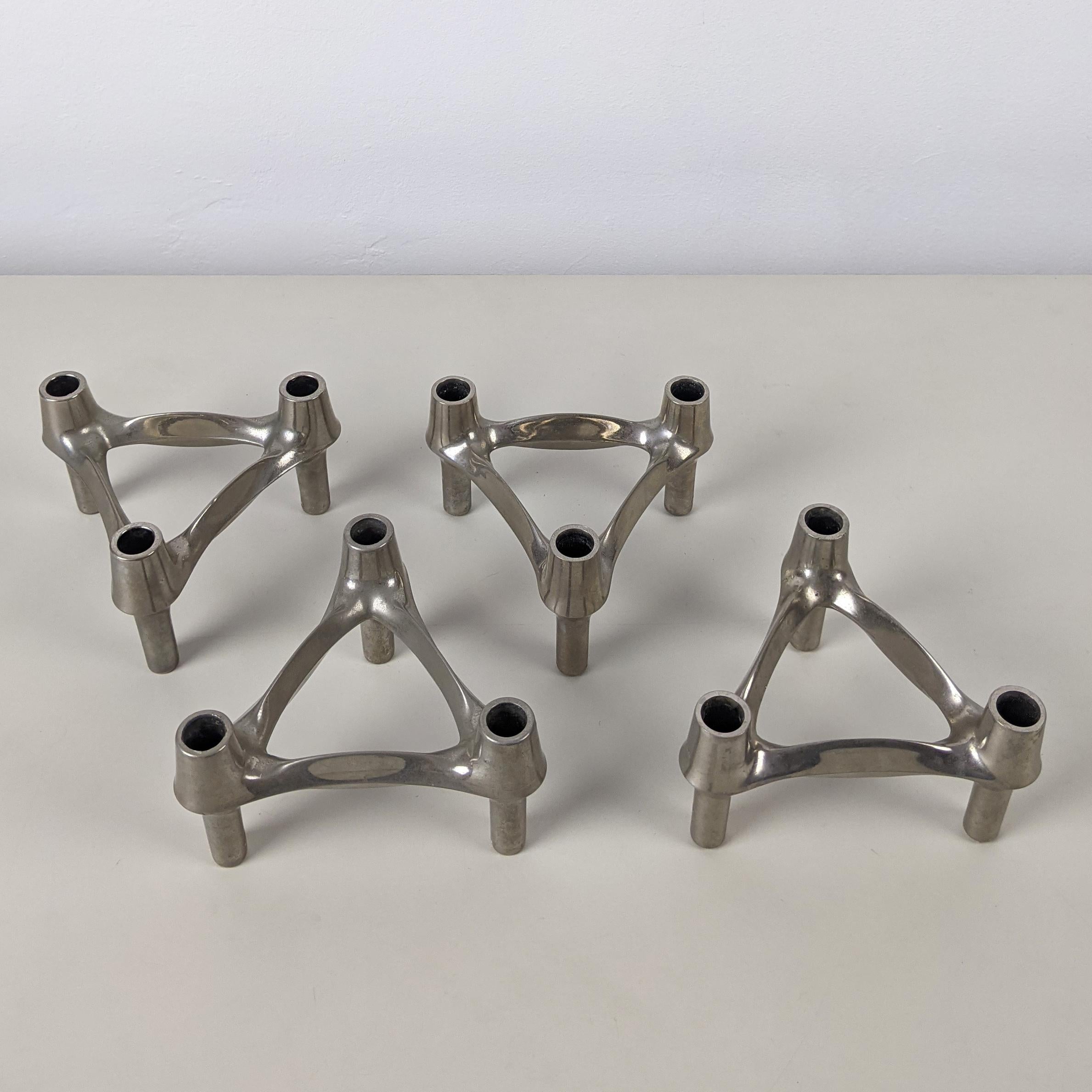 Caesar Stoffi for Nagel 'BMF', Set of 4 Modular Stacking Candleholders, 1970s 1