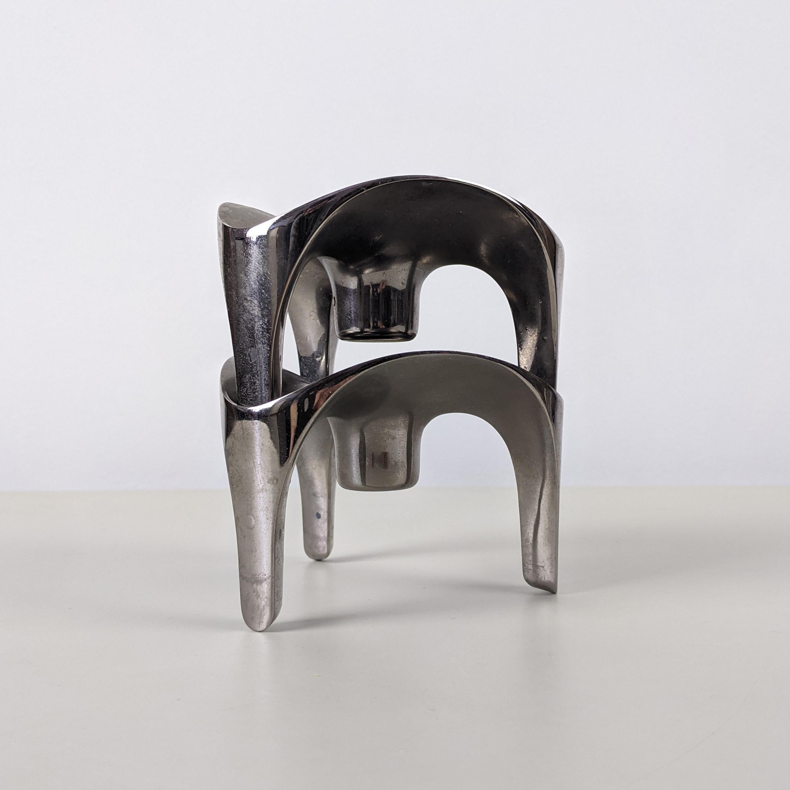 Caesar Stoffi for Fritz Nagel c. 1970
2 modular stacking elements/candleholders

Polished metal
Good condition but with some surface tarnish
Original box
Please note, we prefer these pieces un-polished with their original patina. They could,