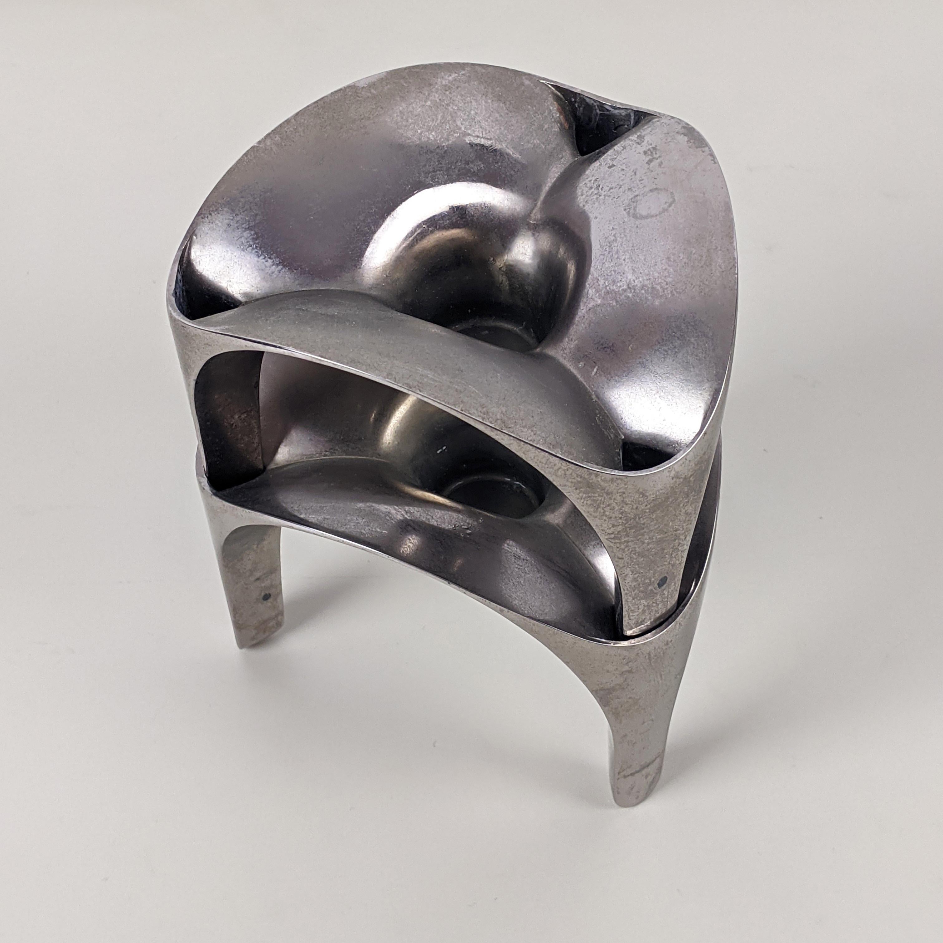 Metal Caesar Stoffi for Nagel, Pair of Modular Stacking Elements/Candle Holders, 1970s For Sale