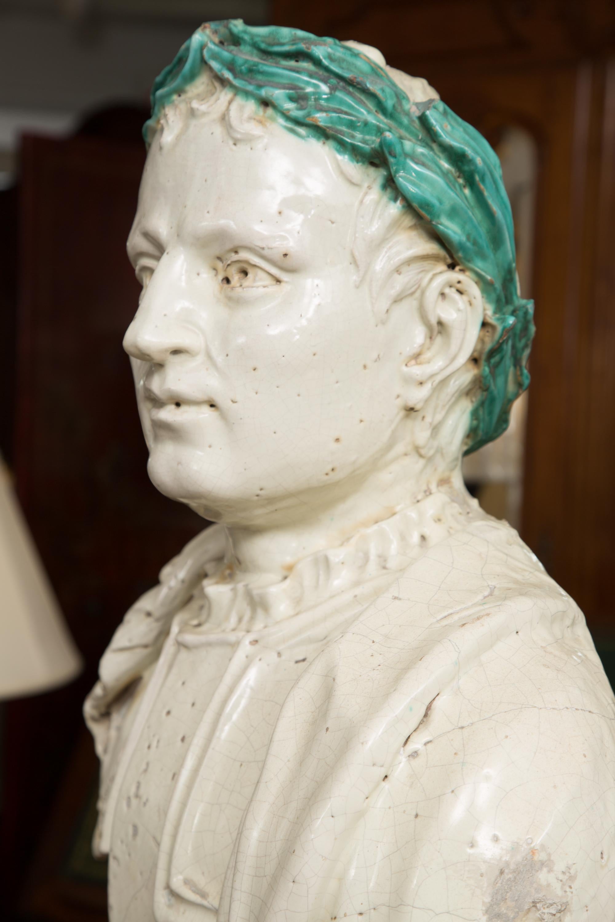 Caesar Style Glazed Busts In Fair Condition In WEST PALM BEACH, FL