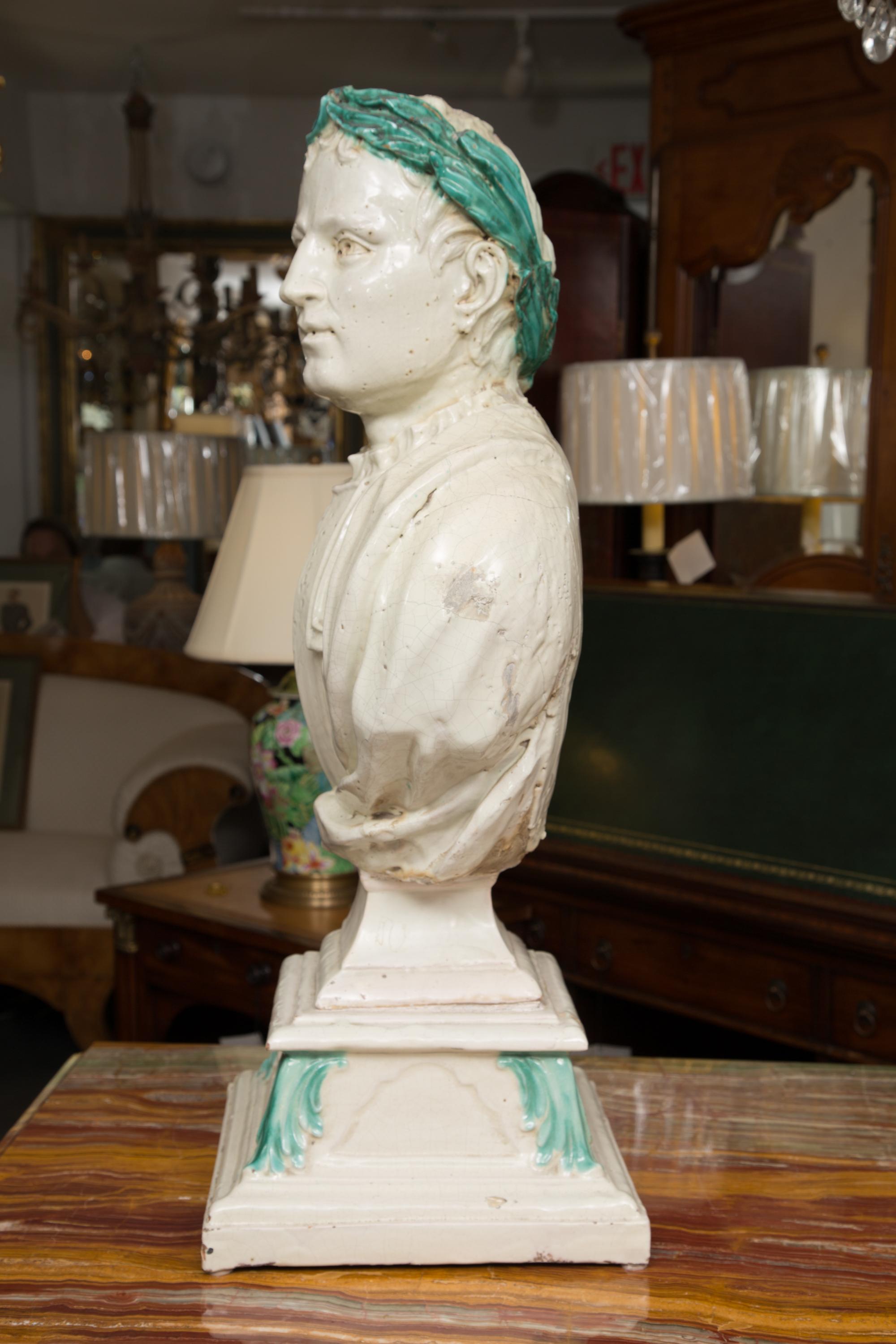 19th Century Caesar Style Glazed Busts
