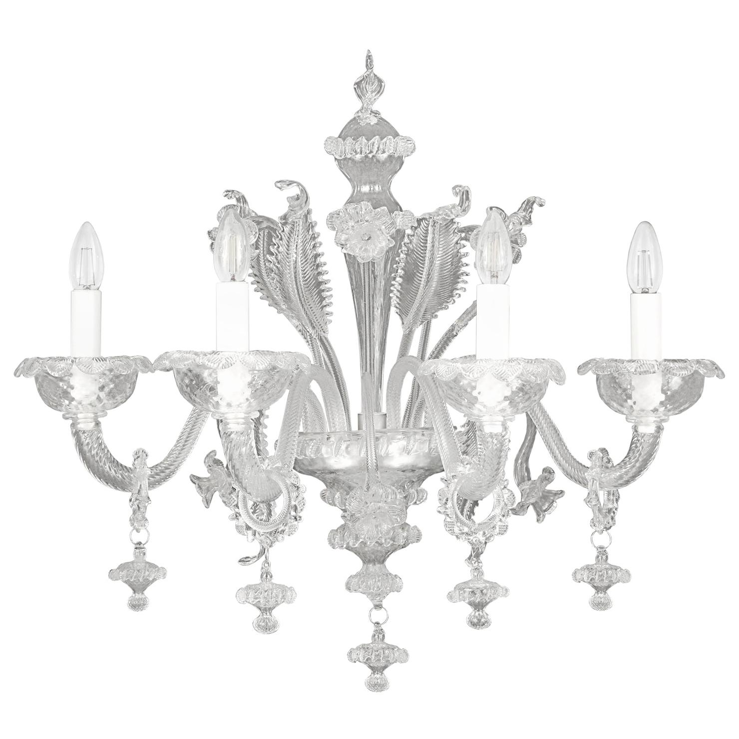 Rezzonico sconce 4 arms Crystal Blown Artistic Glass Caesar by Multiforme For Sale
