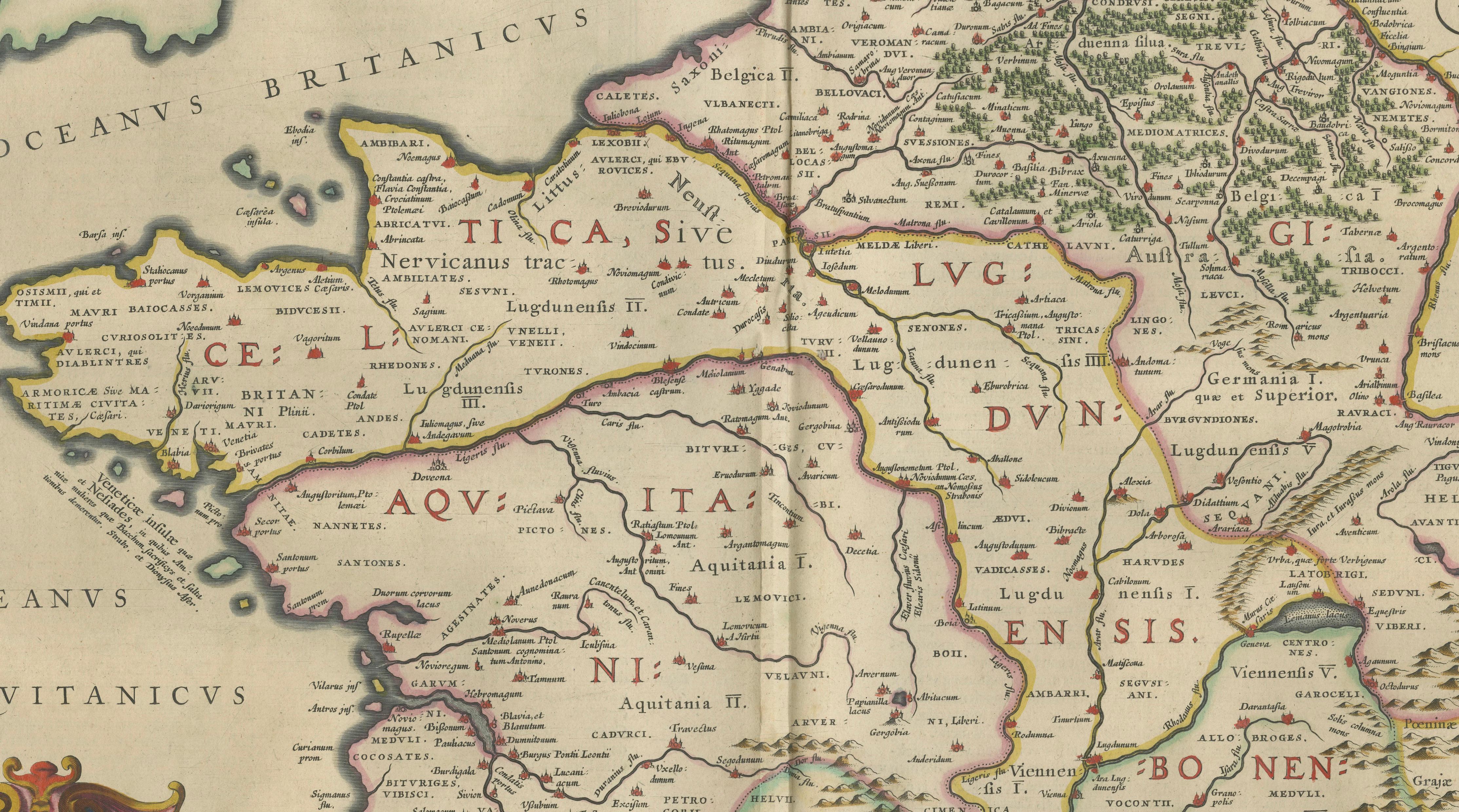 Caesar’s Gallia Veteris – Blaeu Map of Ancient Gaul, France c.1642