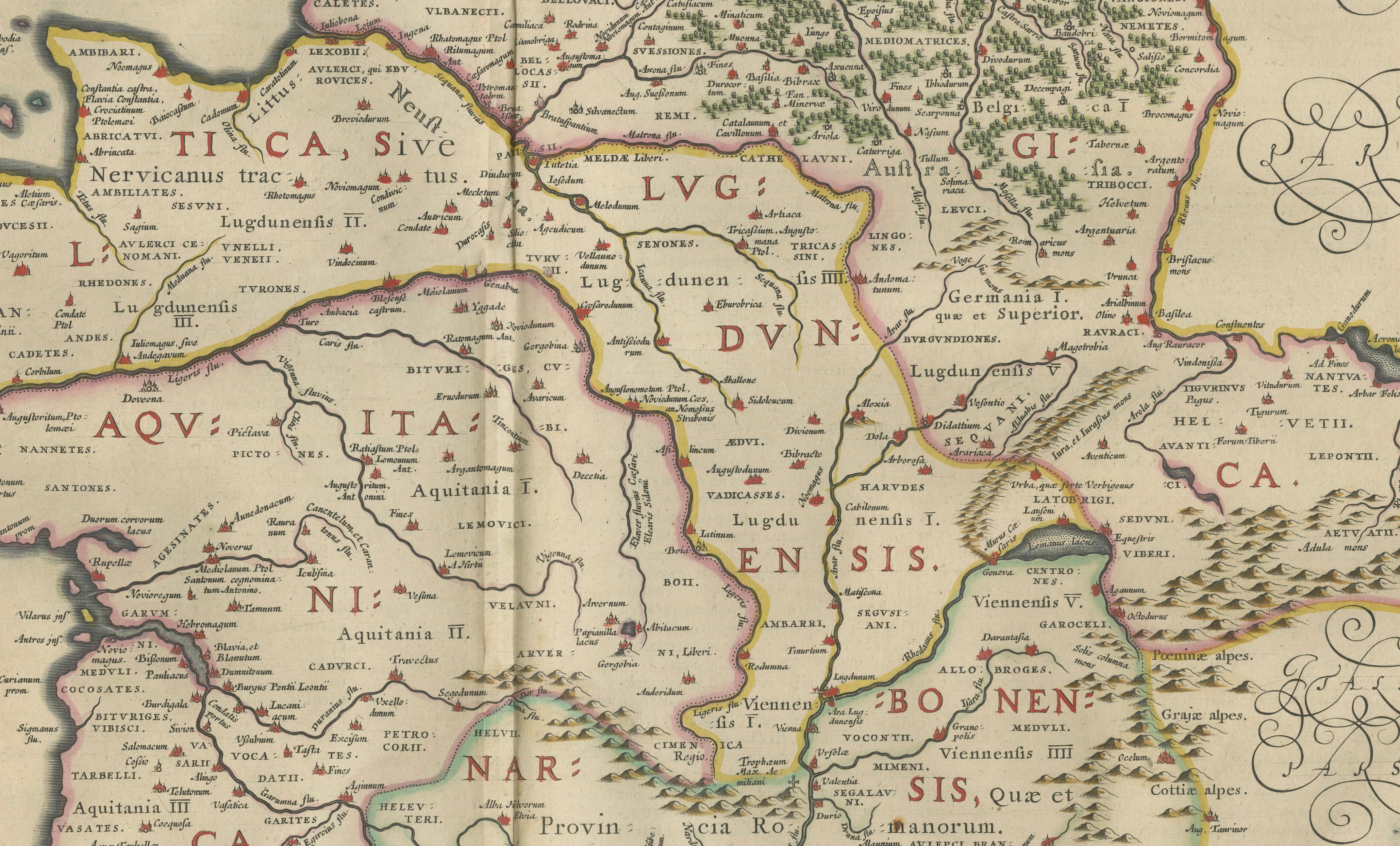 Caesar’s Gallia Veteris – Blaeu Map of Ancient Gaul, France c.1642