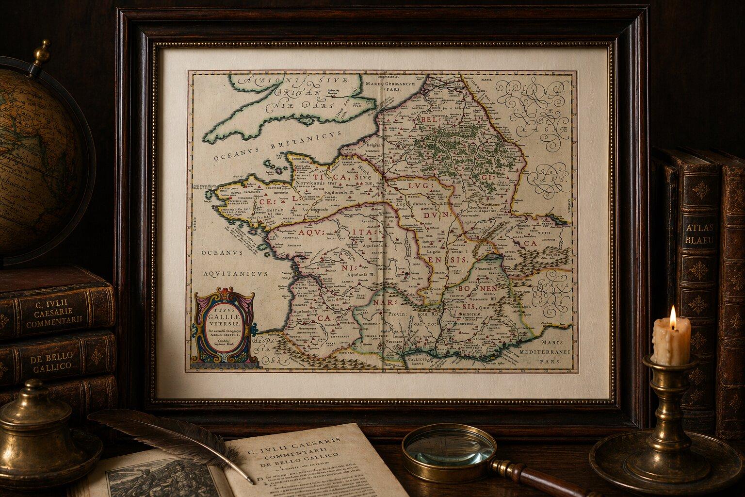Caesar’s Gallia Veteris – Blaeu Map of Ancient Gaul, France c.1642 For ...