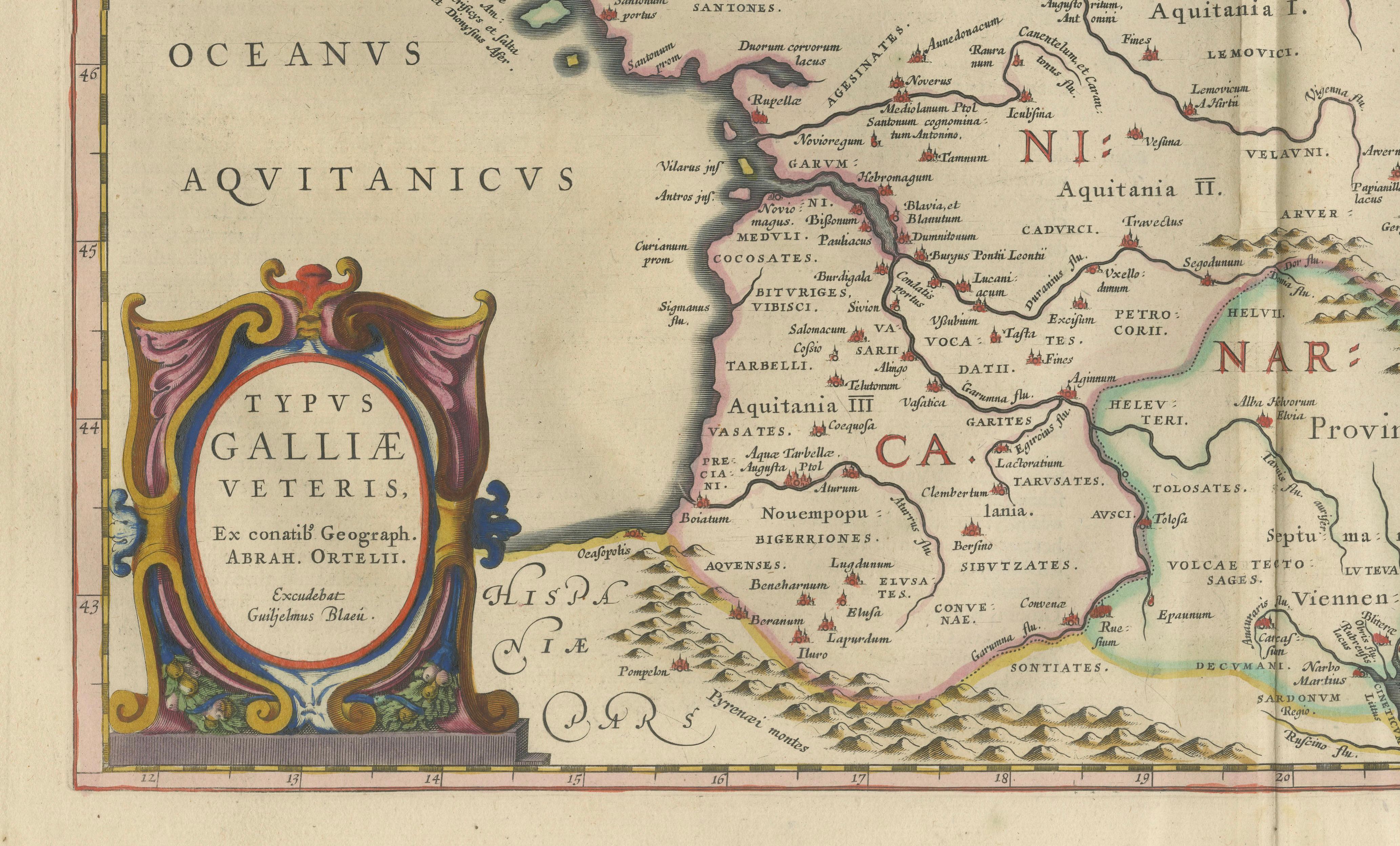 Caesar’s Gallia Veteris – Blaeu Map of Ancient Gaul, France c.1642