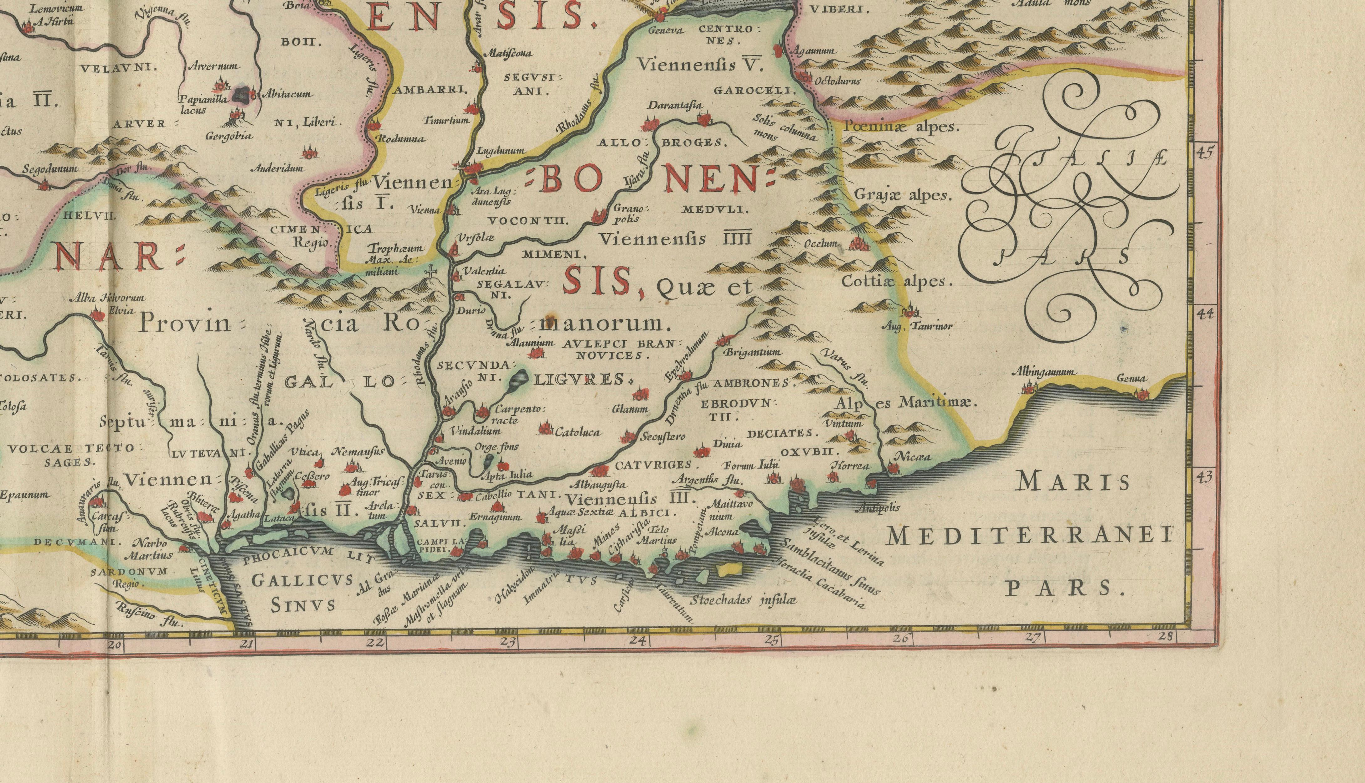 Caesar’s Gallia Veteris – Blaeu Map of Ancient Gaul, France c.1642