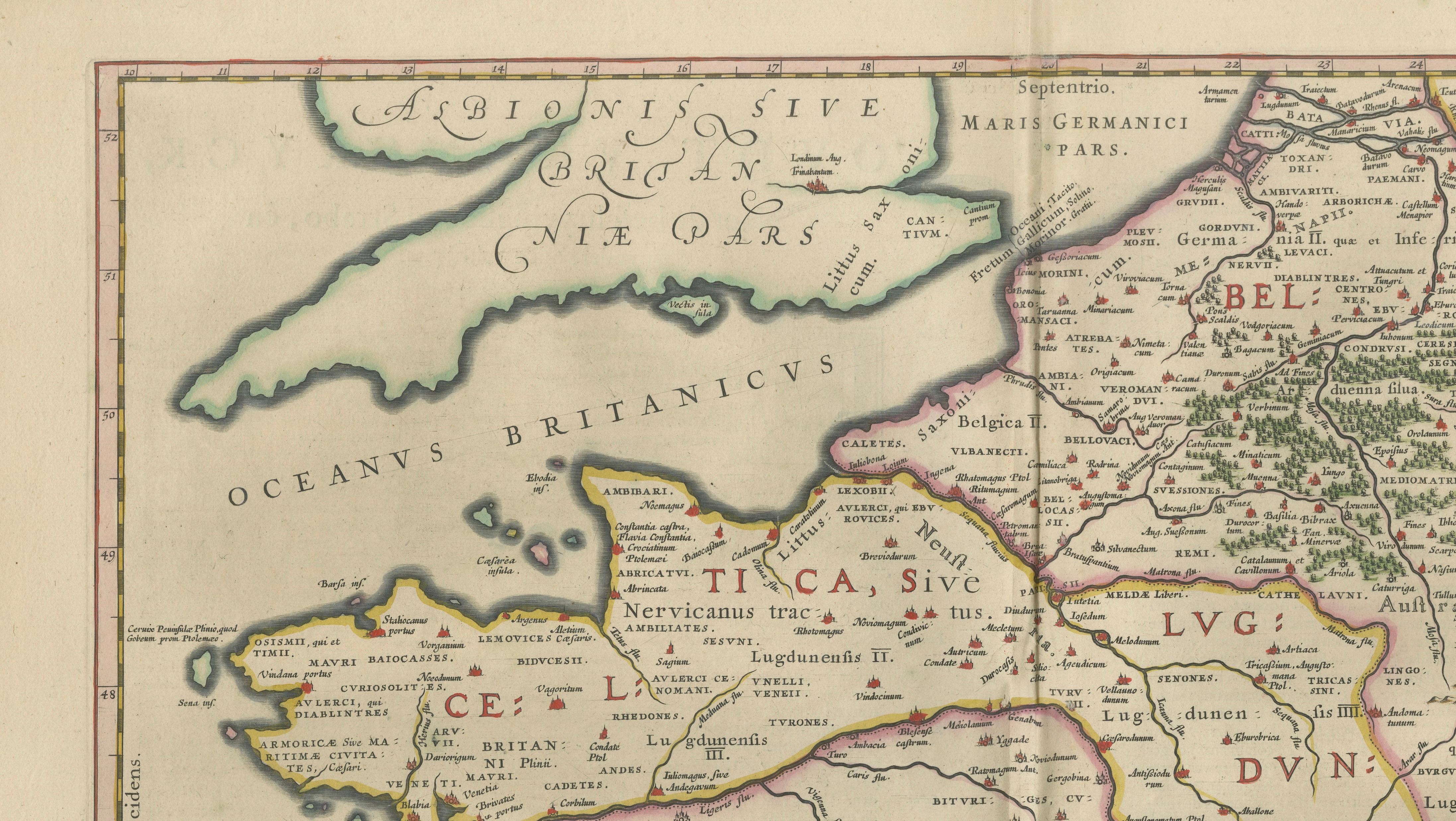 Caesar’s Gallia Veteris – Blaeu Map of Ancient Gaul, France c.1642