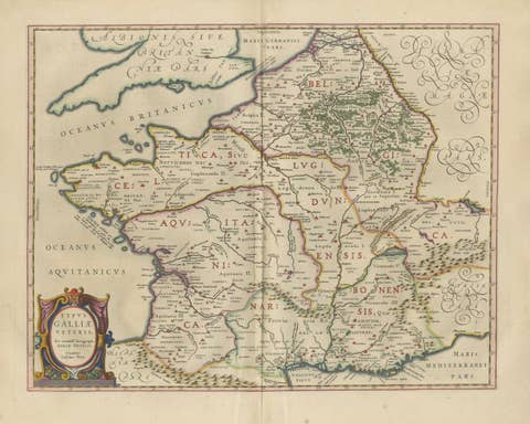 Caesar’s Gallia Veteris – Blaeu Map of Ancient Gaul, France c.1642