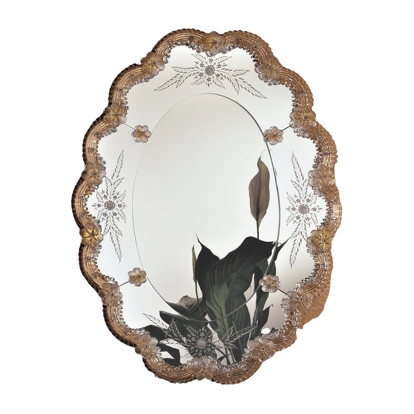 Miroir en verre de Murano "Ca'Favretto" de style vénitien, par Fratelli Tosi Murano