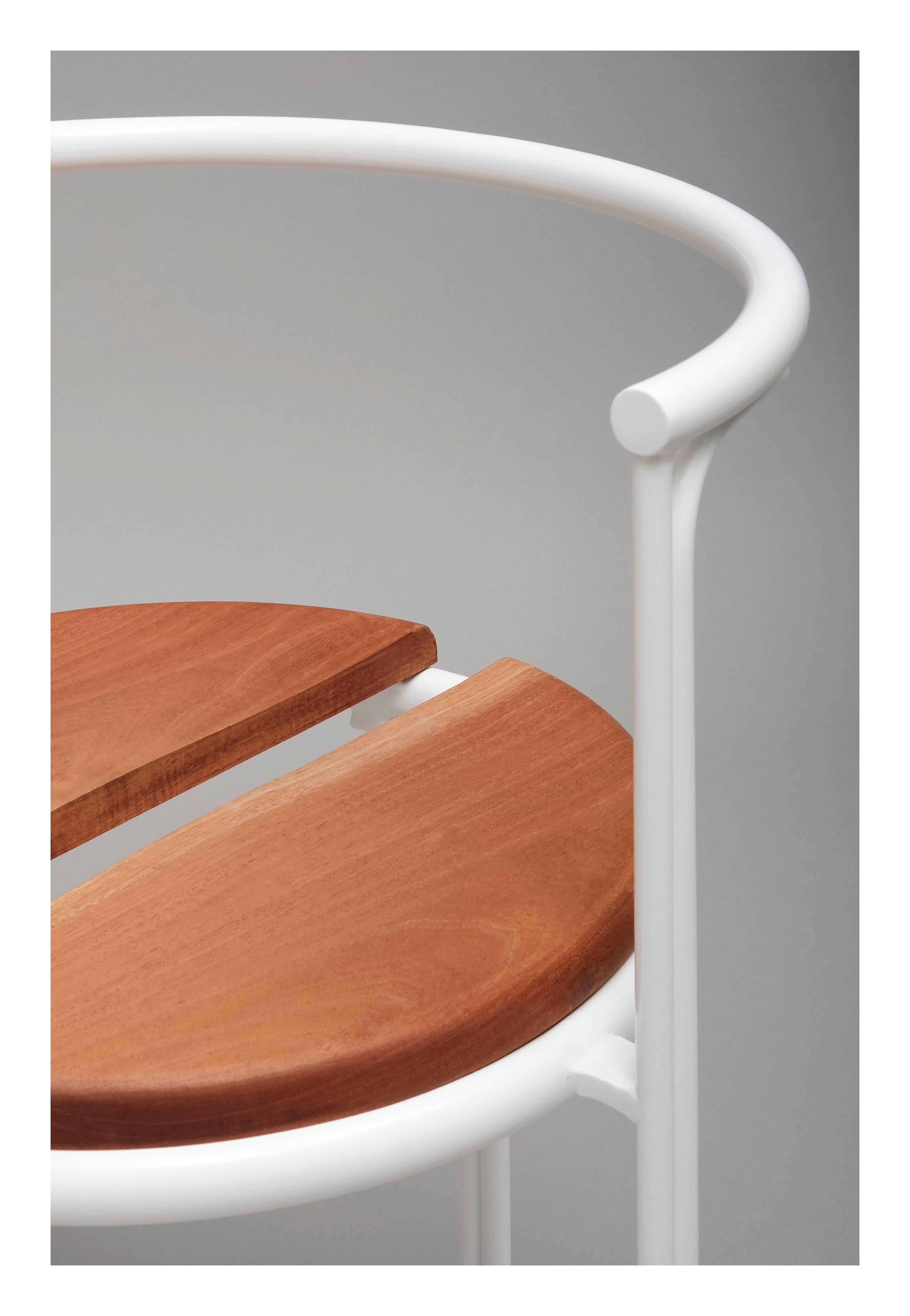 Cafe Chair Caoba Wood Contemporary Style White In New Condition For Sale In Mexico City, MX