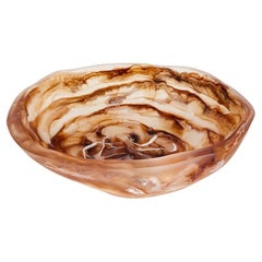 Cafe Con Leche Brown, White, and Clear Stone Resin Bowl by Monica Calderon