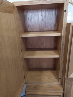 CAFE CREME Gray Beige Cabinet in Solid Oak Wood with Four Doors