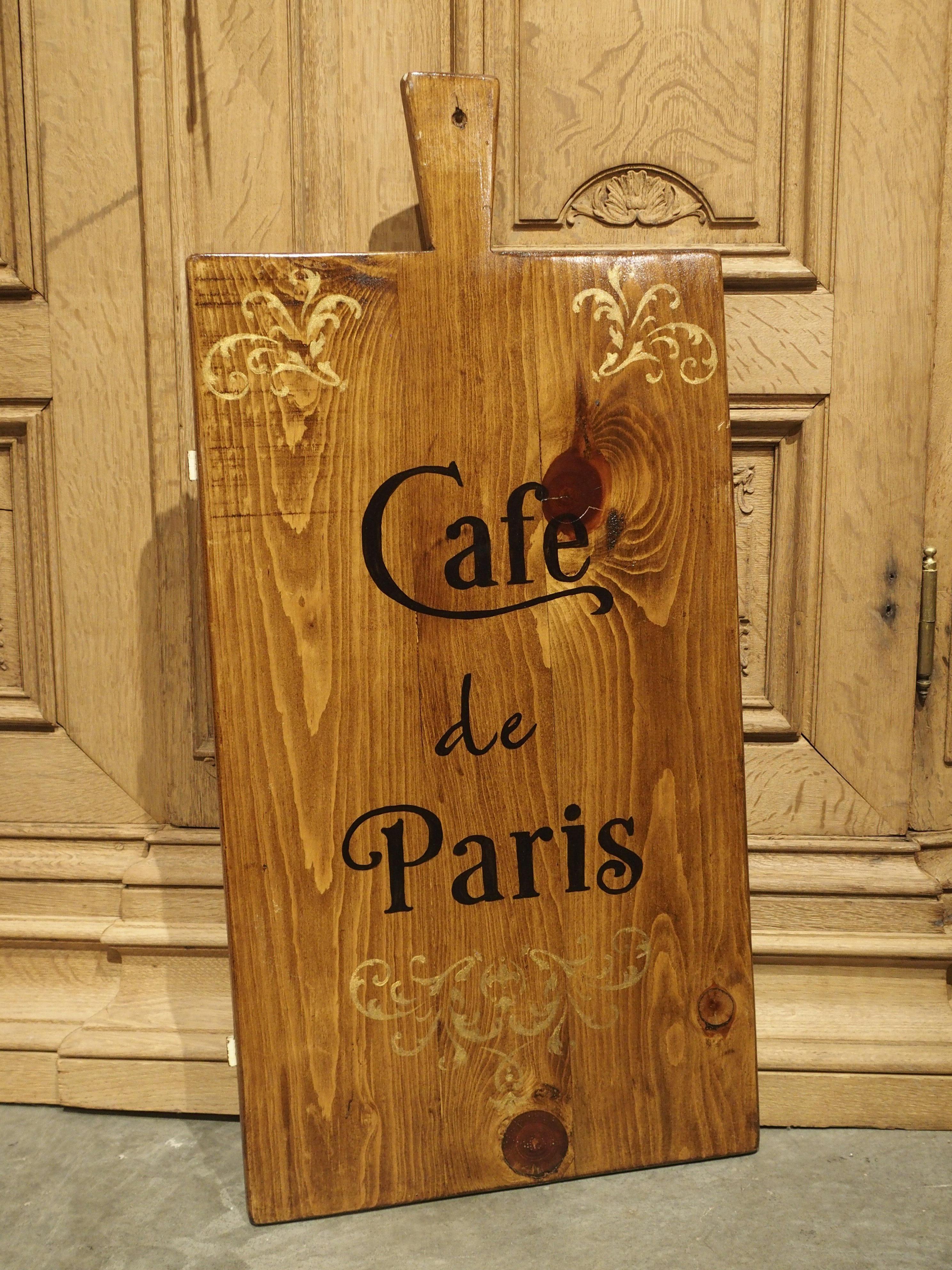 “Cafe de Paris” Hand Painted Wooden Cheese Board 4