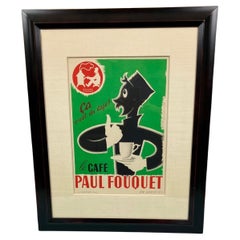 Le Cafe Paul Fouquet Vintage Lithographic Poster Archivally Framed and Glazed