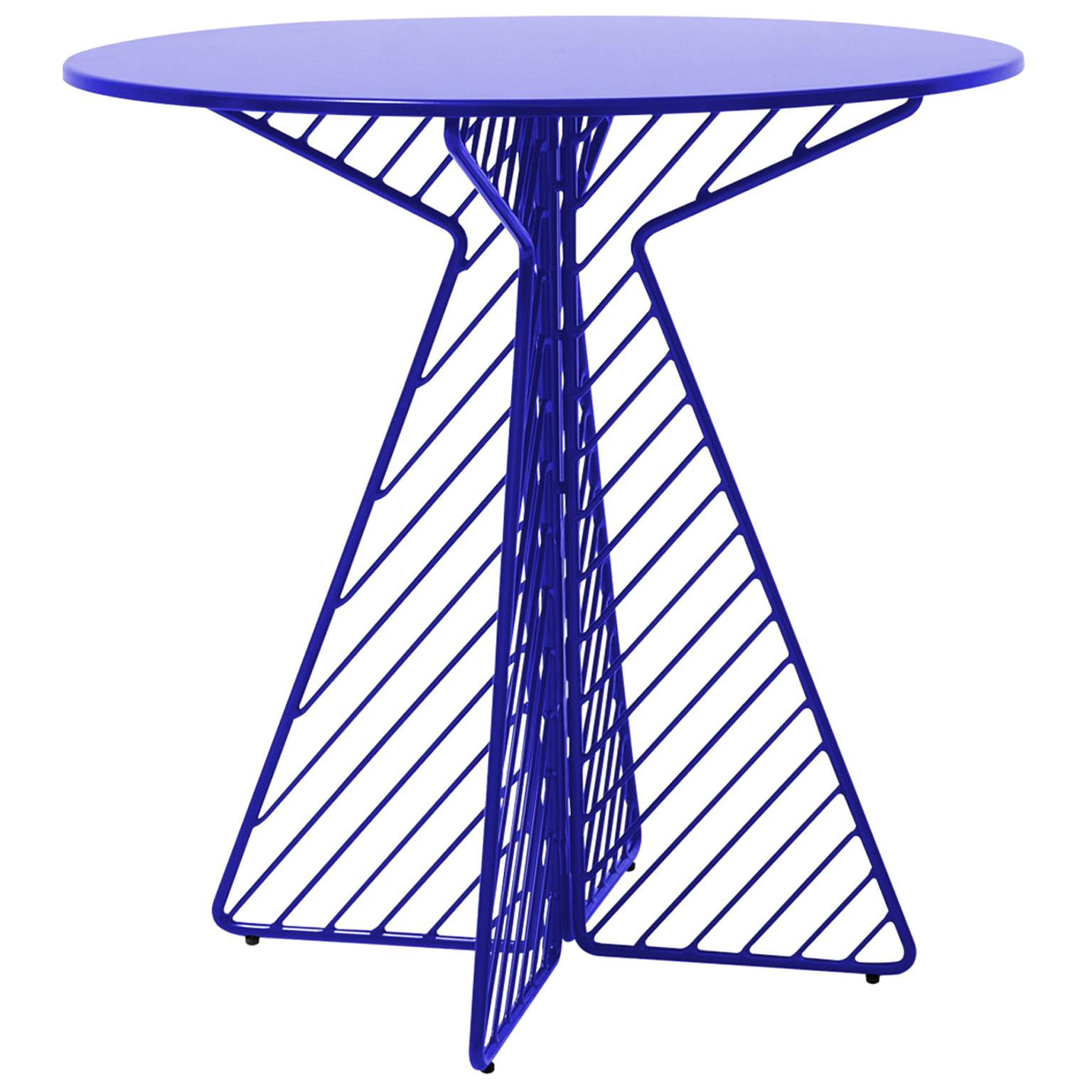 Cafe Table, Metal wire Flat Pack Dining Table by Bend Goods in Electric Blue