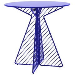 Cafe Table, Metal wire Flat Pack Dining Table by Bend Goods in Electric Blue