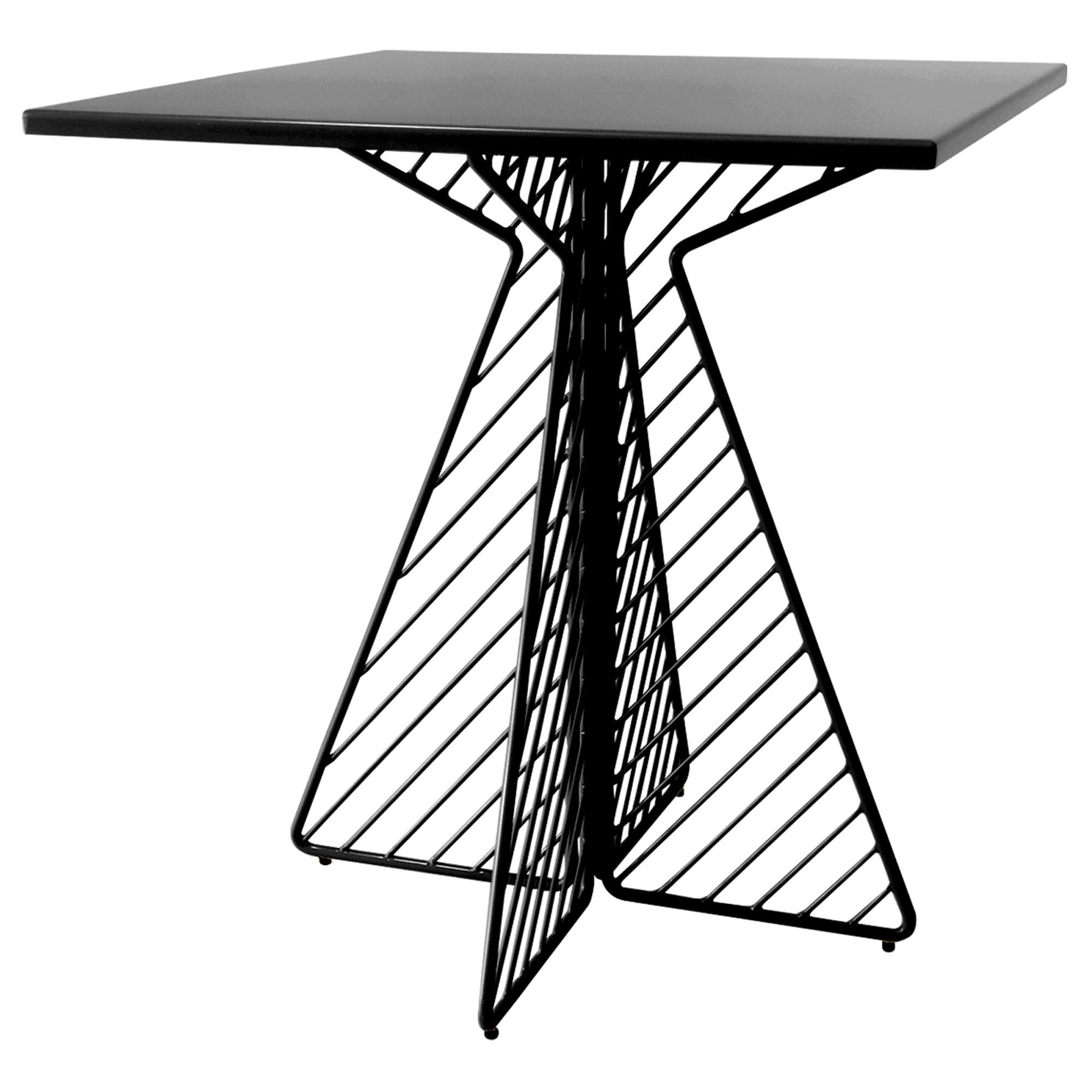 Cafe Table, Metal Wire Flat Pack Dining Table by Bend Goods in Square Black