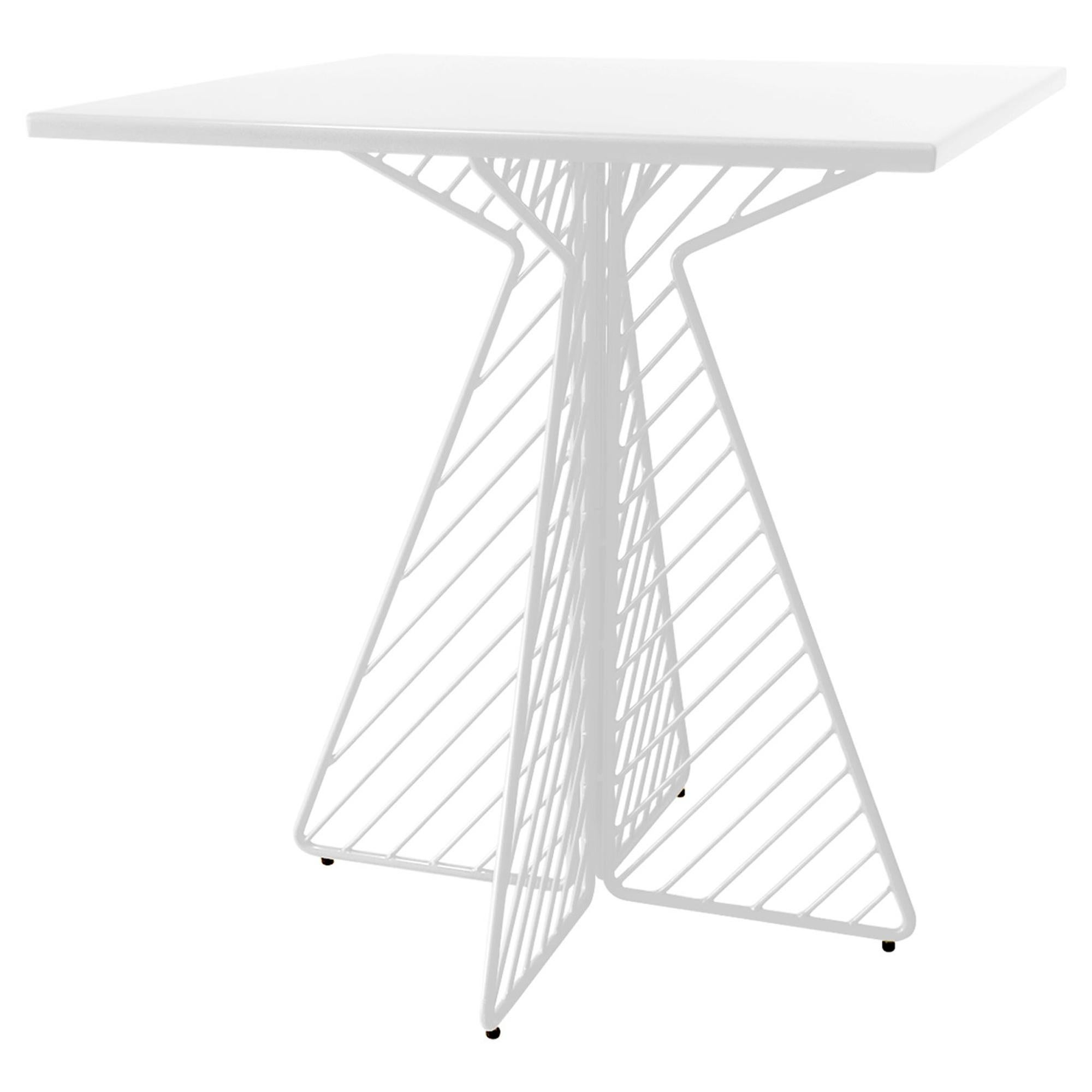 Cafe Table, Metal Wire Flat Pack Dining Table by Bend Goods in Square White