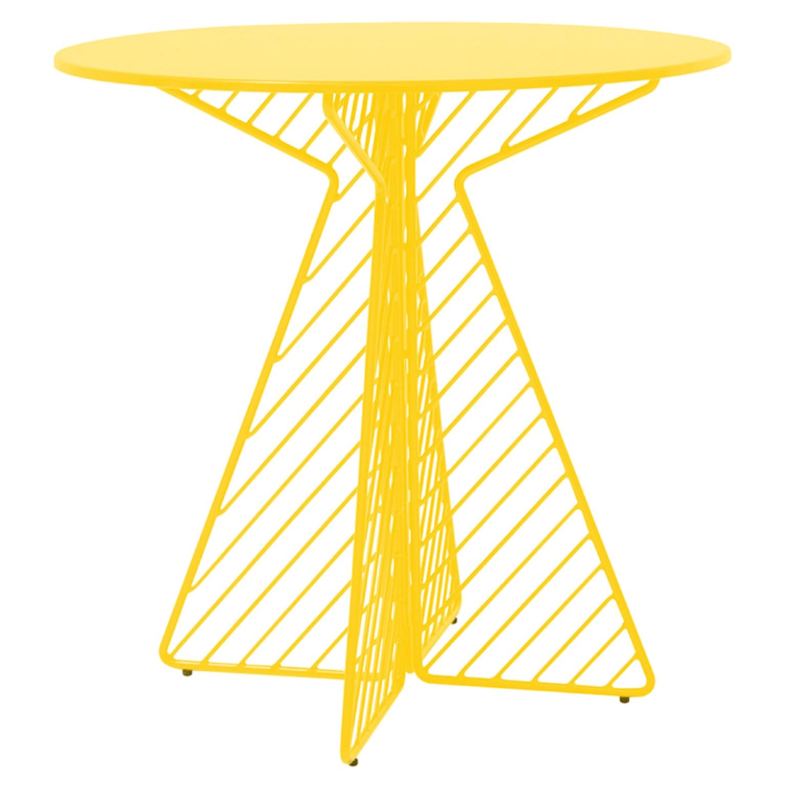 Cafe Table, Metal Wire Flat Pack Dining Table by Bend Goods in Yellow