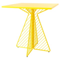 Cafe Table, Metal wire Flat Pack Dining Table, Yellow Square by Bend Goods