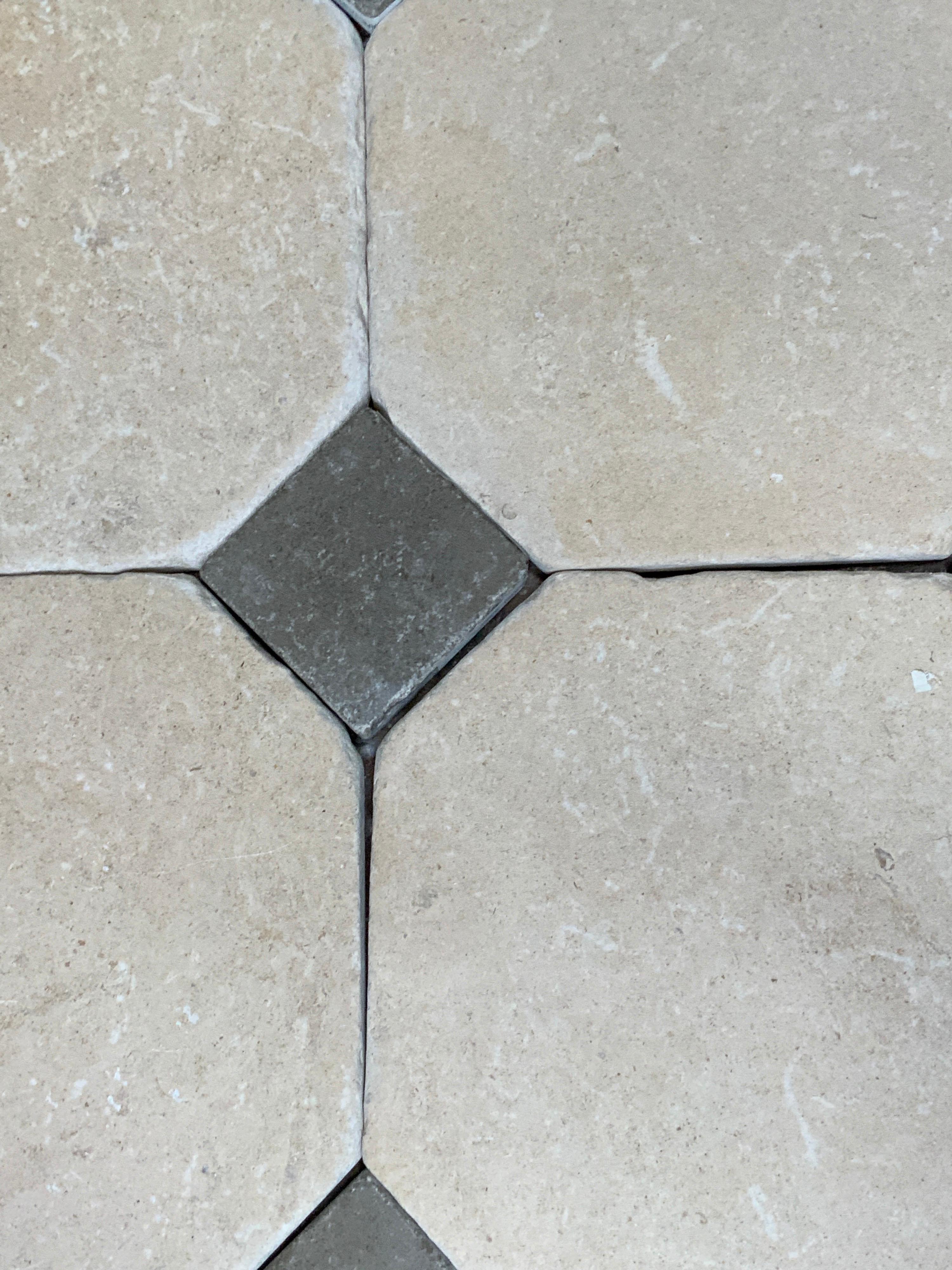 Cafe Taupe Octagonal Tile with Charcoal Cavachon In New Condition For Sale In Dallas, TX