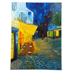 Cafe Terrace at Night Impressionist Oil Painting After Vincent Van Gogh 40"